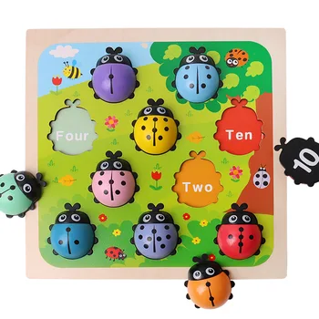 Ahşap Uğur Böceği Sayma Bulmaca Numarası Eşleştirme Oyuncaklar Çocuk Eğlenceli Tahta Oyunları Erken Öğrenme eğitici oyuncak Hediye