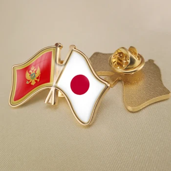 Karadağ ve Japonya çapraz Çift dostluk bayrakları yaka İğneler broş rozetleri