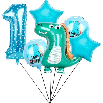 Dinozor Parti Balon 1st Doğum Günü Partisi Süslemeleri Çocuklar 30 inç Numarası Folyo Balonlar Dinozor Globos Bebek Duş Orman Parti