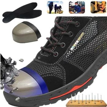 Erkek Güvenlik ayakkabıları Çelik Burunlu iş ayakkabısı Erkekler İçin Anti-smashing İnşaat Yansıtıcı Hafif Nefes Güvenlik-23