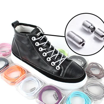 1 Çift Yeni Elastik Hiçbir Kravat Ayakabı Metal Kilit Ayakkabı Bağcıkları Çocuklar İçin Yetişkin Sneakers Hızlı Ayakabı Shoestrings