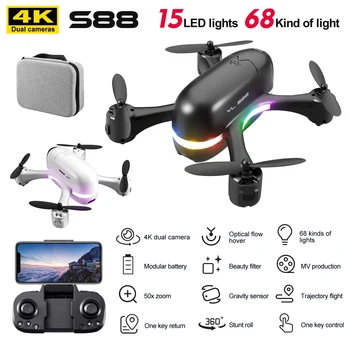 S88 Mini RC Drone 4K Çift Kamera HD Wifi FPV Fotoğraf Profesyonel Quadcopter Cep Taşınabilir Katlanabilir Drone Hediye Oyuncaklar boys için