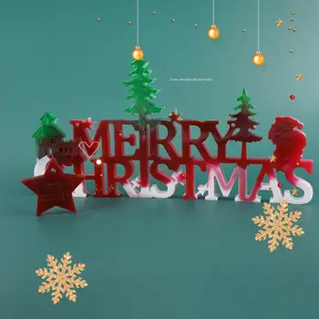 Dıy Kristal Epoksi Reçine Kalıp Noel Liste Dekorasyon Merry Christmas İngilizce Ayna silikon kalıp