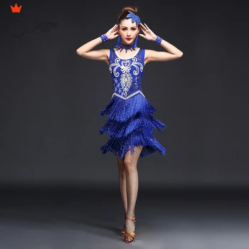 Latin Dans Elbise Kız yetişkin Modern Balo Salonu Fringe Salsa Tango püsküller samba karnaval kostüm compitition kıyafet çiçek baskı