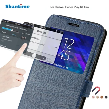 PU telefon kılıfı İçin Huawei Onur Oynamak 6T Pro Flip Case Huawei Onur Oynamak İçin 6T Pro Görünüm Penceresi Kitap Kılıf TPU Silikon arka kapak