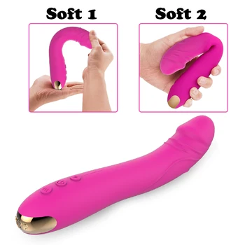 10 modları gerçek yapay penis Vibratör Kadınlar için yumuşak Sihirli Değnek Kadın Vajina Klitoris Masajı masturbator Yetişkinler için Seks Ürünleri