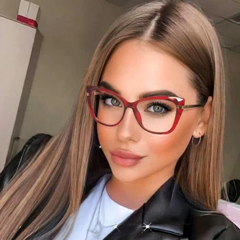 2021 Yeni Moda Rahat Bilgisayar Anti-mavi Gözlük Çerçeve Kadınlar Vintage Optik Şeffaf Gözlük Kadın Gözlük
