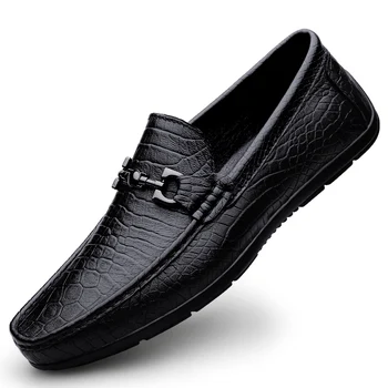 Hakiki Deri erkek ayakkabısı Rahat Lüks Marka Resmi Erkek Loafer'lar Moccasins İtalyan Nefes Kayma Erkek Bot Ayakkabı 2022 Yeni