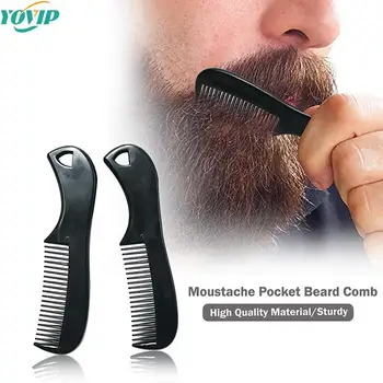 1 adet Siyah Mini Cep sakal tarağı Erkekler için Plastik Bıyık Yüz Saç Fırçası Sakal Şekillendirici Dolaşık Açıcı Tarak