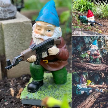 P-Jsmen Komik Gnome Minyatür Cüce Heykelcik Heykeli Bahçe Bahçe Dekor Gerçekçi Komik Ordu Reçine El Sanatları Ekran Kalıp