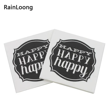 [RainLoong] 3 Katlı Içecek Kağıt Peçete Mutlu Baskılı Şenlikli ve Parti Kaynağı Doku Peçete Peçete Dekupaj 25 cm*25 cm