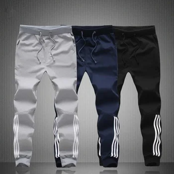 M-5XL Yaz Erkek spor pantolonları Moda Sıska Sweatpants Erkek Joggers Çizgili Slim Gömme Pantolon Spor Salonları Giyim Artı Boyutu Harem Pantolon