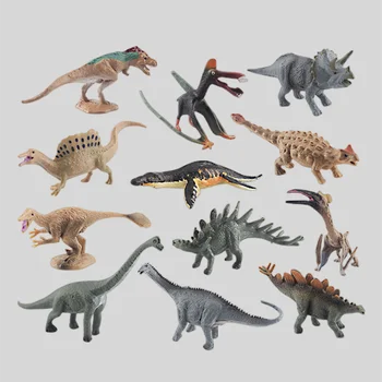 12 adet / takım Mini Jurassic Stegosaurus Saichania Katı PVC Dinozor Dünya Hayvan Modeli Aksiyon Figürleri Koleksiyon Oyuncak Çocuklar İçin