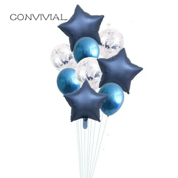 9 adet konfeti balonları Doğum Günü Partisi Metal Lateks Balon Parti Dekorasyon Hava Düğün Dekorasyon Bebek Duş Çocuk Balonlar Parti