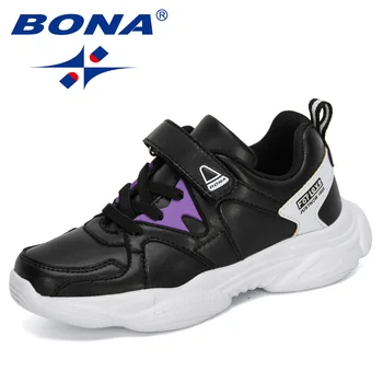 BONA 2022 Yeni Tasarımcılar Çocuk Sneakers Açık Erkek spor ayakkabı Kızlar Spor koşu ayakkabıları Çocuklar Chaussure Koşu Ayakkabısı
