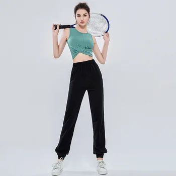 2022 Sonbahar Rahat Gevşek Sweatpants Kadın Moda Katı Lace Up Streç Bel Pantolon Bahar Çabuk kuruyan Koşu Yoga Pantolon
