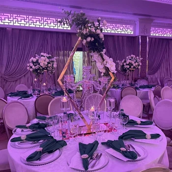 Güzel Metal Şamdan Akrilik mumluklar Düğün Masa Centerpieces çiçek stantları Vazolar Yol Kurşun Parti Dekorasyon