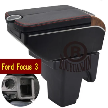 Ford Focus 3 III için Kol Dayama Kutusu Merkezi Konsol Saklama Kol Dirsek Dayanağı Telefon Şarj USB Bardak Tutucu