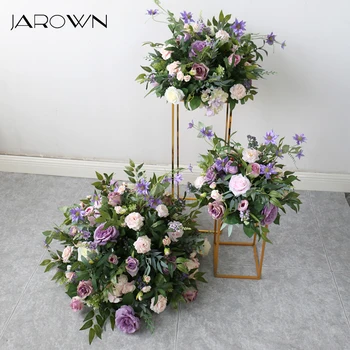 JAROWN Yeni Düğün Çiçek Yarım Top Centerpiece Dekor Yapay Mor ipek çiçek Parti Sahne Düzeni Sahne Özelleştirmek Çiçekler