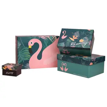 5 Adet Flamingo Bitki Desen Hediye Kutusu Bebek Duş Doğum Günü Partisi Şeker Kutusu Küçük Hediye Çantası Çocuklar için Parti Favor Kutusu