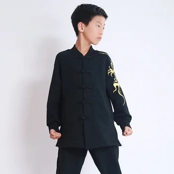 Pamuk Kung Fu Tai Chi Giyim Kalınlaşmak dövüş sanatları Giysileri Taijiquan Wushu Üniforma Erkek ve kız 2022 Yeni Stil Siyah