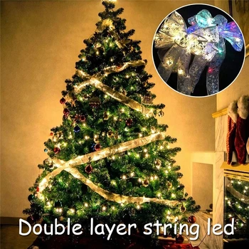 50 LED 5 M Çift Katmanlı peri ışık zinciri Noel Şerit Yaylar LED ışıklı yılbaşı ağacı süsleri Yeni yıl Navidad Toptan