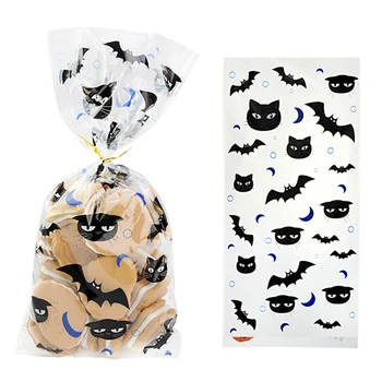 Cadılar bayramı Partisi Dekor hediye çantası Cadılar Bayramı Kabak Kafatası Kedi Şeker Çantası Şeffaf Selofan Gıda plastik paket torbaları