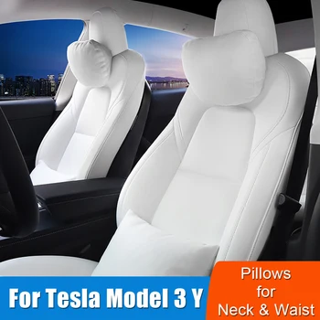 Evrensel Kafalık Yumuşak Rahat Yastık Kafa Lomber Kabartma Desteği Araba Boyun Bel Yastıkları Tesla Modeli 3 Y 1 adet