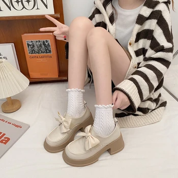 Ilmek Küçük deri ayakkabı Yeni Stil Sünger Kek Kalın Tabanlı kadın tek ayakkabı Moda Çok Yönlü Mary Jane kadın ayakkabısı