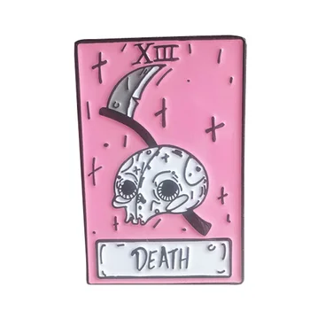 Ölüm tarot kartı broş La Mort emaye pin kafatası iskelet yaka rozeti Gotik korku sanat hediye kadın ceket çanta denim ceketler