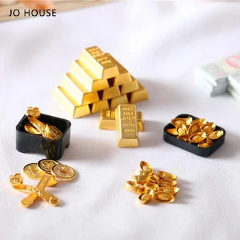 JO EV Mini Ruyi Altın Külçe Altın Bar Sikke Modeli 1: 12 1: 6 Dollhouse Minyatür Modeli Dollhouse Aksesuarları
