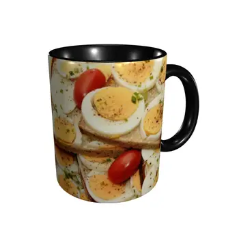 Promosyon Yumurta Sandviç Kupalar Rahat Grafik Bardak Kupalar Baskı Mizah Grafik Gıda Tam Baskılı kahve fincanları