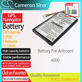 4000 Airboard GPS için CameronSino Pil,Navigator batarya 1400mAh/5: 18 Wh 1.64 V Li-Polimer Siyah