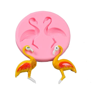 Ücretsiz Kargo Flamingo Pişirme Araçları düğün Dekorasyon Silikon Kalıp Pişirme Fondan Şeker Zanaat DIY Kek Şeker