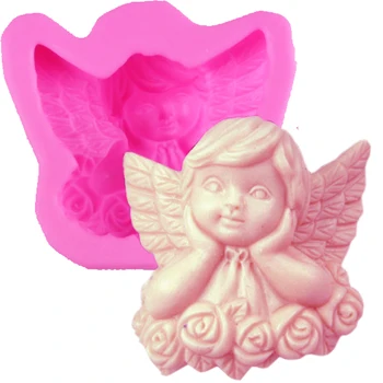 3D Melek kız Gül çiçek El Yapımı sabun silikon kalıp silikon mum kalıpları kek pişirme araçları kek dekorasyon için T0771