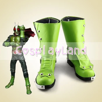 Kamen Rider Maskeli Rider SONRAKİ 1 Cosplay Çizmeler Ayakkabı Yeşil erkek ayakkabısı Kostüm Özelleştirilmiş Aksesuarları Cadılar Bayramı parti ayakkabıları