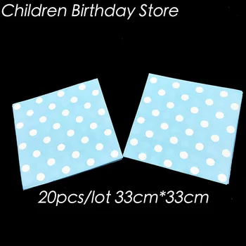 20 adet / paket mavi noktalar tema tek kullanımlık peçeteler polka dots tema doğum günü partisi süslemeleri mavi noktalar havlu kağıt peçeteler