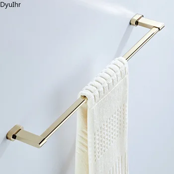 DyuIhr modern minimalist banyo duvara monte altın kaplama dikdörtgen taban havlu askısı tek havlu bar banyo aksesuarları