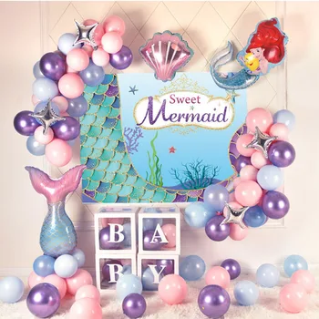 Disney Mermaid Folyo Balonlar Parti Malzemeleri Tek Kullanımlık Sofra Doğum Günü Festivali Dekorasyon Olay Kızlar Favor Çocuk Hediyeler