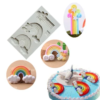 Ücretsiz Alışveriş Gökkuşağı Şekli Silikon Kek Kalıpları, Bakeware Dekorasyon, Çikolata Ccake Kalıp DIY Sabun Kalıpları SQ1628