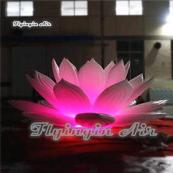 Özelleştirilmiş Aydınlatma Şişme Lotus Çiçek 3 m/6 m Beyaz Led yapay Çiçek Konser Ve Parti Gece Dekorasyon İçin