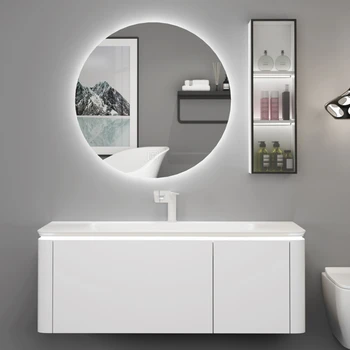 Özelleştirilmiş Tek Parça Lavabo Banyo Dolabı Kombinasyonu Modern banyo Dolabı Vanity Tuvalet depolama dolabı Ev Mobilyaları