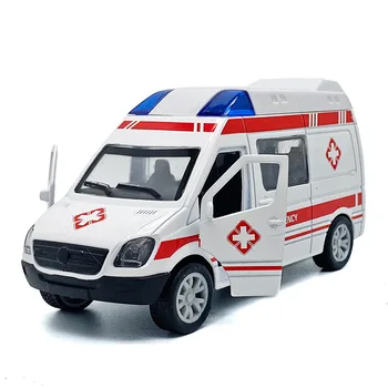 Alaşım araba modeli ambulans kamu güvenliği müzikli ışık geri çekin kapıyı açmak için çocuk oyuncakları sevimli dekoratif süsler