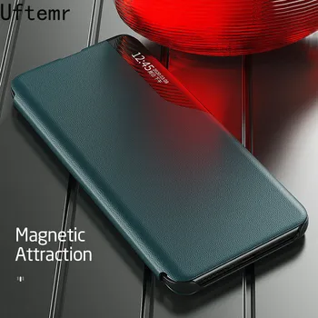 uftemr Deri Akıllı Görünüm Penceresi Flip Telefon Kapak Kılıf Samsung Galaxy A52 5G 2021 SM-A526B Manyetik Tutucu Kitap Coque