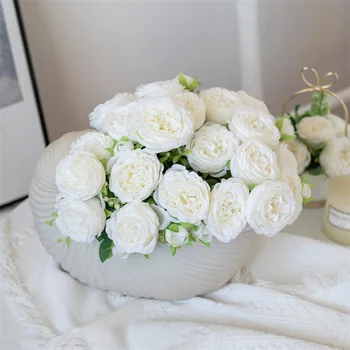 5 Kafa yapay çiçek Romantik Gül Buketi Gelin Holding Çiçek Düğün Dekorasyon Parti Festivali Malzemeleri Bitkiler Ev Dekor