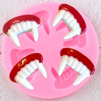 Cadılar bayramı Vampir Dişleri Silikon Fondan Kalıp Şeker Reçine Kalıpları Kek Topper Kek Dekorasyon Araçları Çikolata Gumpaste Kalıpları
