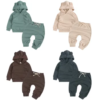 2 Adet Bahar Sonbahar Pamuk Bebek Giyim Topraklar Hoodies + Haren Pantolon Setleri Bebek Erkek Giyim Suit Ücretsiz Kargo