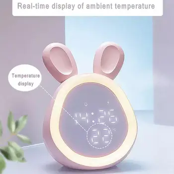 Sevimli Tavşan dijital alarmlı saat Saat Usb Şarj Edilebilir Karikatür Renk Şekli Alarm Gece 2 Saat led ışık Ayna Hayvan U6p7