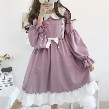 Yaz lolita elbise günlük japon kawaii kız viktorya dönemi tarzı elbise tatlı sevimli bebek yaka çay partisi gotik lolita çay partisi loli cos