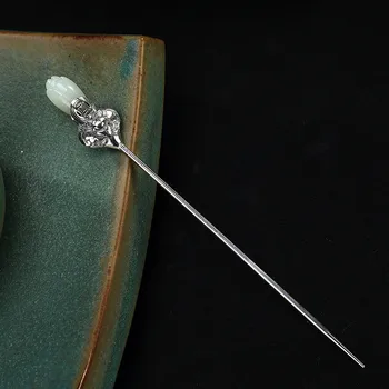 Bastiee S925 Gümüş Saç Sopa Yeşim Michelia Alba Çiçek Antik Çin El Yapımı Aksesuar Sticks Firkete